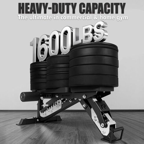 مقعد وزن قابل للتعديل من RitFit مكون من 3 أقسام، مقعد تمرين بسعة 1600 رطل لصالة الألعاب الرياضية المنزلية، 21 مستوى من الضغط على المقعد مع بطانة سميكة، معدات تمرين قابلة للطي لتدريب القوة in Kuwait