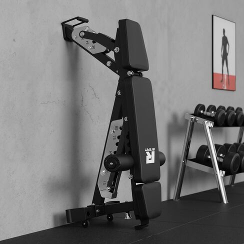 مقعد وزن قابل للتعديل من RitFit مكون من 3 أقسام، مقعد تمرين بسعة 1600 رطل لصالة الألعاب الرياضية المنزلية، 21 مستوى من الضغط على المقعد مع بطانة سميكة، معدات تمرين قابلة للطي لتدريب القوة in Kuwait