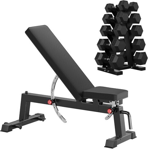 مقعد وزن قابل للتعديل لتمرين الجسم بالكامل، مقعد ضغط بوزن 1300 رطل لتدريب القوة في صالة الألعاب الرياضية المنزلية، مقعد تمرين مسطح منتصب مع تعديل سريع in Kuwait