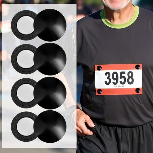 4 أزواج من مشابك مريلة السباق المغناطيسية، حامل رقم سباق الماراثون بإبزيم مغناطيسي لتثبيت مريلة السباق، معدات الجري للجري في سباق الترياتلون (أسود) in Kuwait