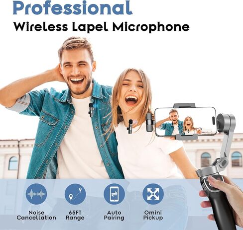 Mini Wireless Lavalier Microphone for iPhone, iPad, Android Phone, Clip on Omni Lav Mic for Video Recording, Tiktok, YouTube, Vlog - Noise Reduction Lapel USB C Bluetooth Mic for Recording in Saudi Arabia