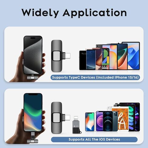 Mini Wireless Lavalier Microphone for iPhone, iPad, Android Phone, Clip on Omni Lav Mic for Video Recording, Tiktok, YouTube, Vlog - Noise Reduction Lapel USB C Bluetooth Mic for Recording in Saudi Arabia