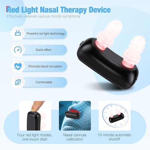 Upgraded Red Light Nasal Therapy Device, Four Light Therapy Modes, Portable Red Light Therapy for Nose, Red Light Nasal Soothing Device Relieves Nasal Dryness and Sinus Discomfort in Kuwait