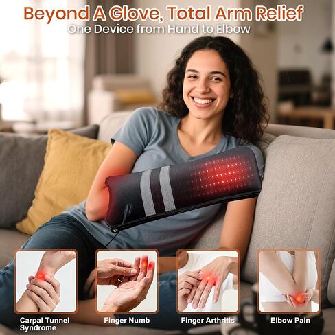 Red Light Therapy Glove for Hand & Wrist 150 LEDs Infrared Light Therapy for Finger Joint Relief, 17"x4" Portable Red Light Therapy Pad for Body & Arm, 660nm 850nm Dual Wavelength, Gifts for Women in Saudi Arabia