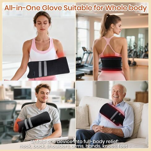 Red Light Therapy Glove for Hand & Wrist 150 LEDs Infrared Light Therapy for Finger Joint Relief, 17"x4" Portable Red Light Therapy Pad for Body & Arm, 660nm 850nm Dual Wavelength, Gifts for Women in Saudi Arabia