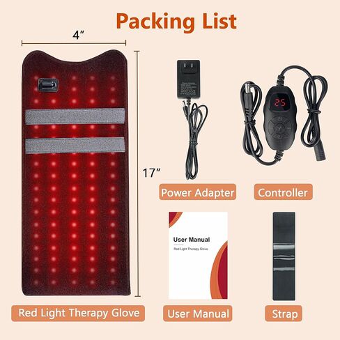 Red Light Therapy Glove for Hand & Wrist 150 LEDs Infrared Light Therapy for Finger Joint Relief, 17"x4" Portable Red Light Therapy Pad for Body & Arm, 660nm 850nm Dual Wavelength, Gifts for Women in Saudi Arabia
