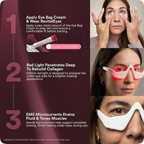 بوتانيك باريس® علاج الضوء الأحمر تحت العين [مع كريم مضاد لأكياس العين] - مجموعة أجهزة العلاج بالضوء للأكياس تحت العين والانتفاخات والخطوط الدقيقة - أداة للعناية بالبشرة لجميع أنواع البشرة in Saudi Arabia