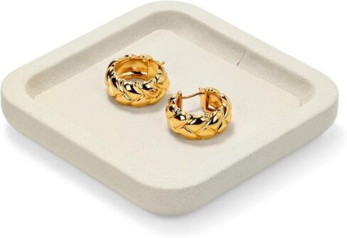 Microfiber Jewelry Trays Small Square Bracelet Necklace Ring Earring Organizer Tray (Beige) in Saudi Arabia