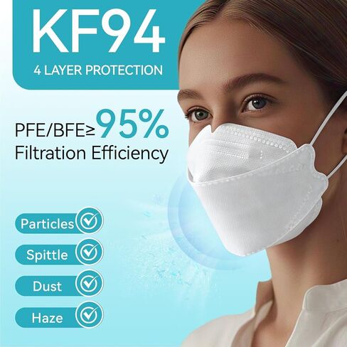 60pcs KF94 mask,Disposable Black Masks,4 layers Protection Filter Efficiency>95%,Double line nasal frame,Highly elastic ear straps,Breathable comfort,Suitable men women daily use in Saudi Arabia