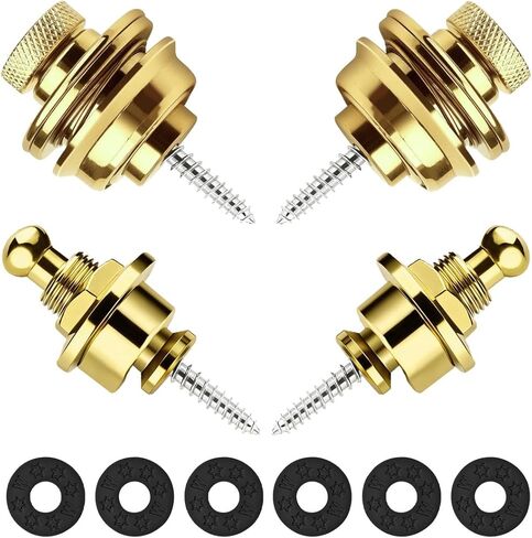 أقفال حزام الجيتار، مجموعة أزرار قفل أمان سريعة الإصدار مع وسادات سيليكون للجيتار الصوتي الكهربائي in Kuwait