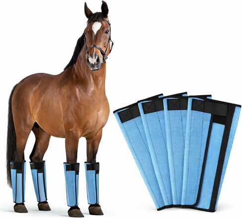 Fly Boots for Horses Set of 4, Horse Fly Boots with Reinforced Stitching, Extra-Wide Adjustable Hook & Loop Strap for Secure Fit, Breathable Mesh Fly Leg Wraps for Horse (4Pack, Orange) in Kuwait