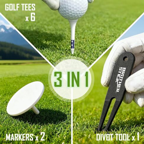 حامل تي شيرت جولف لملحقات حقيبة الجولف للرجال، حامل تي شيرت 3 في 1، يتضمن 6 تي شيرت جولف، أداة إصلاح ديفت وعلامة كرة جولف، هدايا جولف أنيقة للرجال والنساء in Kuwait