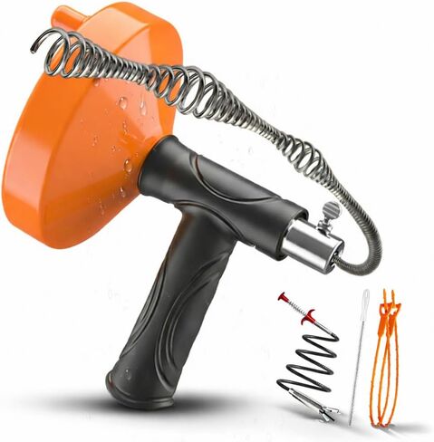 33 قدم استنزاف ثعبان اوجير، السباكة ثعبان استنزاف الشعر تسد ​​أداة إزالة، بالوعة فك انسداد استنزاف، الثقيلة المرحاض ثعبان اوجير، أداة تنظيف للحمام المطبخ حوض الاستحمام استنزاف مزيل انسداد مع قفازات in Kuwait