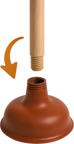 Bexter 19-Inch Toilet Plunger, Pack of 2 – Wooden Handle & Heavy-Duty Rubber Cup for Toilets, Sinks & Drains – Auburn in Kuwait