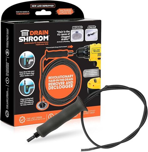 استنزاف الثعبان، 91.44 سم، مرفق مثقاب كهربائي، مزيل انسداد الشعر لحوض الحمام وحوض الاستحمام، من الفولاذ المقاوم للصدأ، أسود مطفي in Kuwait