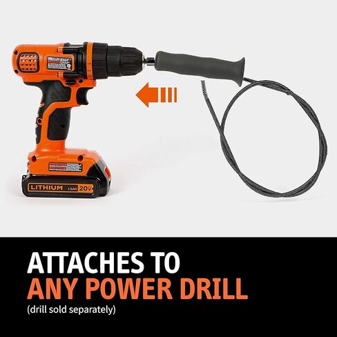 استنزاف الثعبان، 91.44 سم، مرفق مثقاب كهربائي، مزيل انسداد الشعر لحوض الحمام وحوض الاستحمام، من الفولاذ المقاوم للصدأ، أسود مطفي in Kuwait