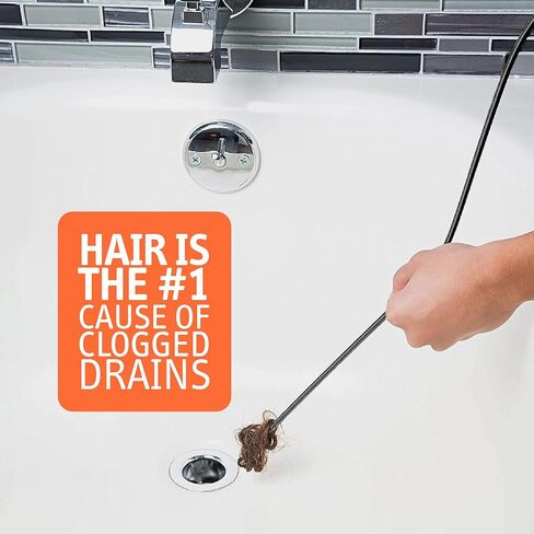 استنزاف الثعبان، 91.44 سم، مرفق مثقاب كهربائي، مزيل انسداد الشعر لحوض الحمام وحوض الاستحمام، من الفولاذ المقاوم للصدأ، أسود مطفي in Kuwait