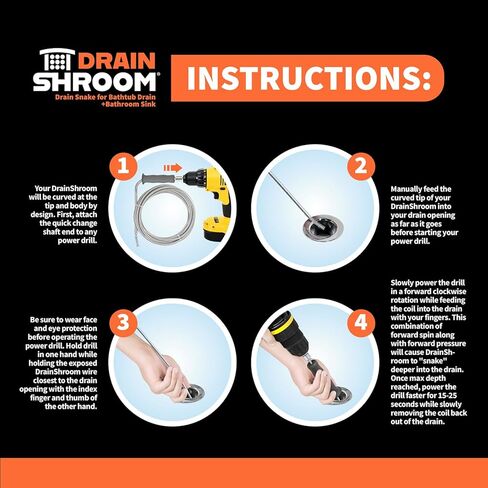 استنزاف الثعبان، 91.44 سم، مرفق مثقاب كهربائي، مزيل انسداد الشعر لحوض الحمام وحوض الاستحمام، من الفولاذ المقاوم للصدأ، أسود مطفي in Kuwait