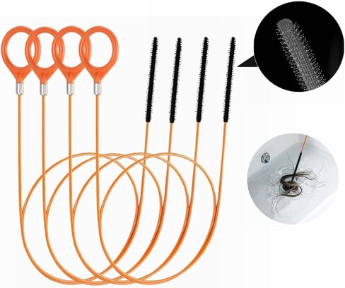 أداة إزالة انسداد شعر الأفعى بطول 35 بوصة، ثعبان سباكة فولاذي طويل مرن مضاد للكسر، لحوض الحمام، الدش، حوض الاستحمام، تصريف الأنابيب (4 عبوات) in Kuwait
