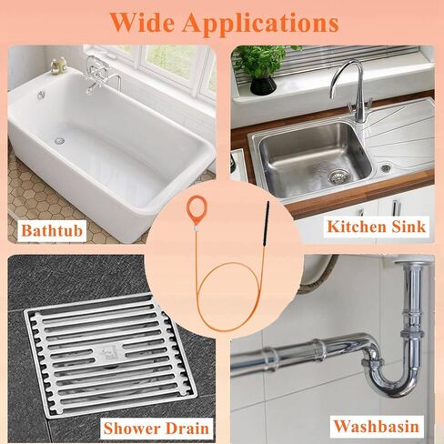 أداة إزالة انسداد شعر الأفعى بطول 35 بوصة، ثعبان سباكة فولاذي طويل مرن مضاد للكسر، لحوض الحمام، الدش، حوض الاستحمام، تصريف الأنابيب (4 عبوات) in Kuwait