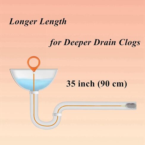 أداة إزالة انسداد شعر الأفعى بطول 35 بوصة، ثعبان سباكة فولاذي طويل مرن مضاد للكسر، لحوض الحمام، الدش، حوض الاستحمام، تصريف الأنابيب (4 عبوات) in Kuwait