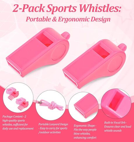 صفارة وردية، صفارات بلاستيكية آمنة مع حبل قصير، صفارة طوارئ عالية الصوت للمدربين ورجال الإنقاذ والمعلمين والتدريب والأنشطة الخارجية in Kuwait