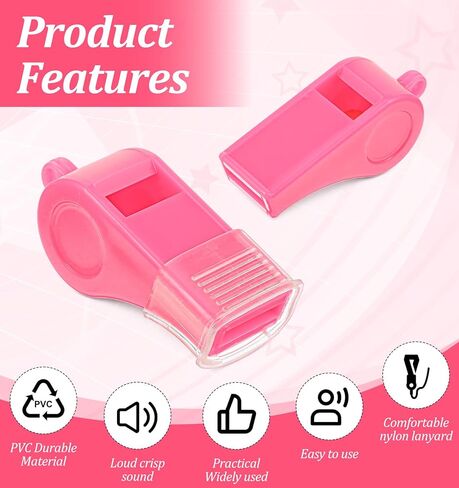 صفارة وردية، صفارات بلاستيكية آمنة مع حبل قصير، صفارة طوارئ عالية الصوت للمدربين ورجال الإنقاذ والمعلمين والتدريب والأنشطة الخارجية in Kuwait