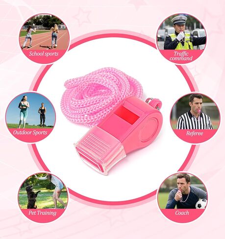 صفارة وردية، صفارات بلاستيكية آمنة مع حبل قصير، صفارة طوارئ عالية الصوت للمدربين ورجال الإنقاذ والمعلمين والتدريب والأنشطة الخارجية in Kuwait