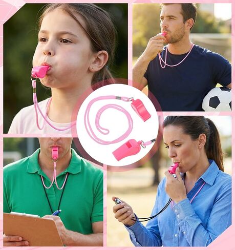 صفارة وردية، صفارات بلاستيكية آمنة مع حبل قصير، صفارة طوارئ عالية الصوت للمدربين ورجال الإنقاذ والمعلمين والتدريب والأنشطة الخارجية in Kuwait