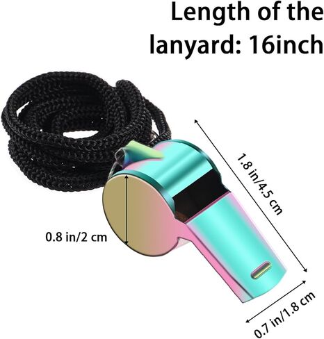 2 Pack Coaches Whistle with Lanyard Stainless Steel Coach Sports Whistles Rainbow Coach Whistles Loud Crisp Sound Whistle for Teachers Coaches Referees Emergency in Saudi Arabia