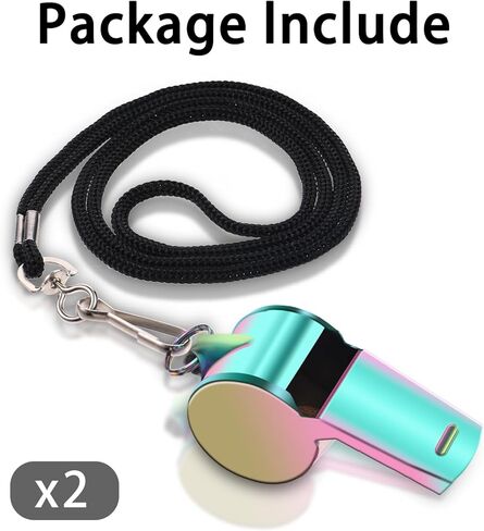 2 Pack Coaches Whistle with Lanyard Stainless Steel Coach Sports Whistles Rainbow Coach Whistles Loud Crisp Sound Whistle for Teachers Coaches Referees Emergency in Saudi Arabia