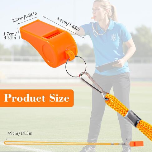 4 Pcs Super Loud Sport Whistle with Lanyard, Orange Coach Whistles High-Pitched Emergency Whistle Loud 120dB Plastic Whistles for Boating, Swimming, Kayaking, Water Survival, Hiking, Camping in Saudi Arabia