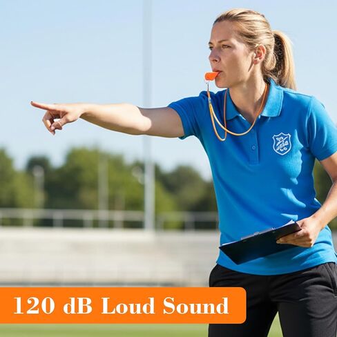 4 Pcs Super Loud Sport Whistle with Lanyard, Orange Coach Whistles High-Pitched Emergency Whistle Loud 120dB Plastic Whistles for Boating, Swimming, Kayaking, Water Survival, Hiking, Camping in Saudi Arabia