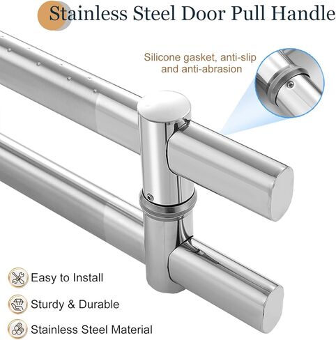 مقبض باب زجاجي مزدوج الجوانب قابل للتعديل، سحب باب الحظيرة للمنزل والتجاري مقاس 59 بوصة، مثالي للمكتب والمتجر والفندق ومركز الحمام، سهل التركيب، تصميم متين in Kuwait