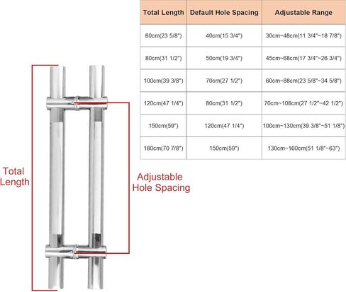 مقبض باب زجاجي مزدوج الجوانب قابل للتعديل، سحب باب الحظيرة للمنزل والتجاري مقاس 59 بوصة، مثالي للمكتب والمتجر والفندق ومركز الحمام، سهل التركيب، تصميم متين in Kuwait