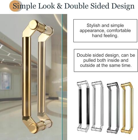 مقبض باب تجاري عالي التحمل، مقابض سحب دفع حديثة من الفولاذ المقاوم للصدأ 304 للفنادق والمكاتب والأبواب الزجاجية - لمسة نهائية ذهبية، 100 سم (39 3/8 بوصة) in Kuwait