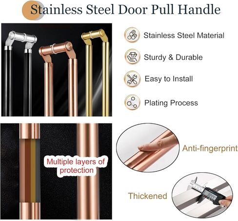 مقبض باب تجاري عالي التحمل، مقابض سحب دفع حديثة من الفولاذ المقاوم للصدأ 304 للفنادق والمكاتب والأبواب الزجاجية - لمسة نهائية ذهبية، 100 سم (39 3/8 بوصة) in Kuwait