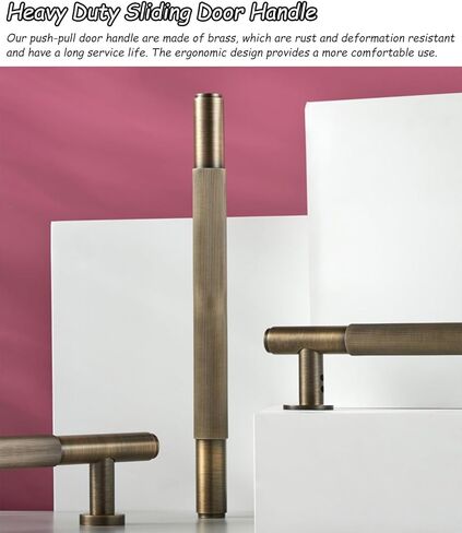 Brass Door Push Pull Handle, Commercial Interior Exterior Door Handle Bar, Two Side Glass Door Barn Door Handle, Long Entry Handle(Size:45X38.5cm(17.7"X15.2")) in Saudi Arabia