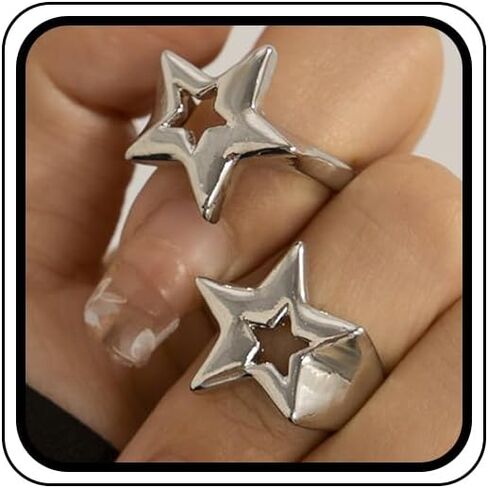 2pcs chunky y2k star reings open reings for women fashion fashion arviol tarlow stars intage knuckle ring in Kuwait