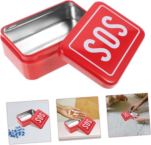 Alasum 2pcs Emergency Medicine Tin Compact and Portable First Aid Storage Box for Family Travel in Saudi Arabia
