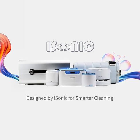 منظف ​​iSonic المحمول بالموجات فوق الصوتية + مجموعة مزيج مسحوق التنظيف الكريستالي لأطقم الأسنان والمصففات والمثبتات - نظام تنظيف عميق للبقع والروائح وإزالة التراكمات in Kuwait