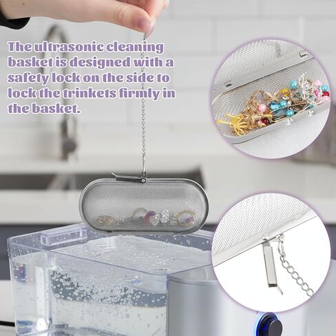 3 PCS Ultrasonic Cleaner Basket Stainless Mesh Baskets Ultrasonic Jewelry Cleaner Basket for Ultrasonic-Parts Jewelry Watch Cleaning in Kuwait