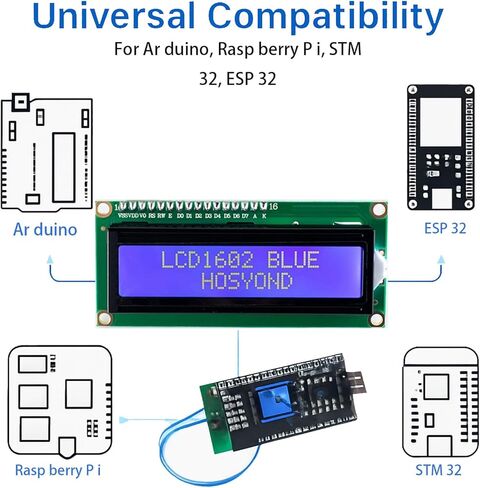 4PCS I2C IIC 1602 LCD Display Module 16x2 Character Serial LCD Screen with Blue Backlight & PCF8574 for Ar duino Rasp Berry P i STM 32 DIY Projects Electrical Internet of Things in Kuwait