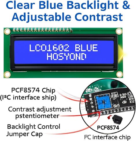 4PCS I2C IIC 1602 LCD Display Module 16x2 Character Serial LCD Screen with Blue Backlight & PCF8574 for Ar duino Rasp Berry P i STM 32 DIY Projects Electrical Internet of Things in Kuwait