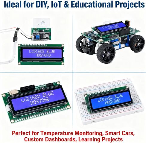 4PCS I2C IIC 1602 LCD Display Module 16x2 Character Serial LCD Screen with Blue Backlight & PCF8574 for Ar duino Rasp Berry P i STM 32 DIY Projects Electrical Internet of Things in Kuwait