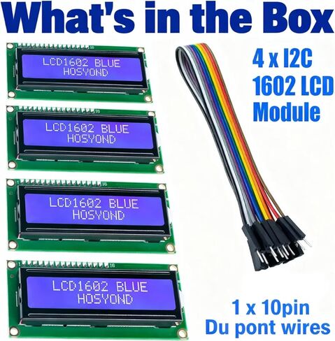 4PCS I2C IIC 1602 LCD Display Module 16x2 Character Serial LCD Screen with Blue Backlight & PCF8574 for Ar duino Rasp Berry P i STM 32 DIY Projects Electrical Internet of Things in Kuwait