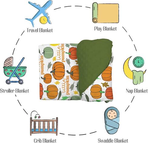 Mink Baby Girls Blankets Purple Pink Halloween Ghost Floral, Spooky Holiday Soft Double Layer Dotted Backing Receiving Swaddle, Newborn Infant Toddler Nursery Crib Bedding Shower Gift 30 x 40 in Kuwait