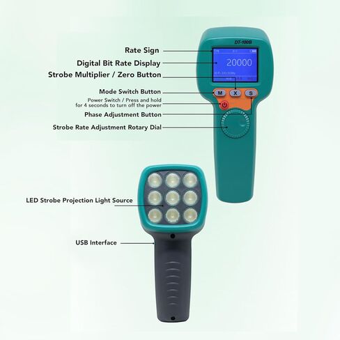 Digital Speed Stroboscope, LED Flash Strobe Tachometer with 1500LX Ultra Bright LEDs00B Rechargeable Handheld Stroboscopes for Rotational Speed Vibration Measurement in Saudi Arabia