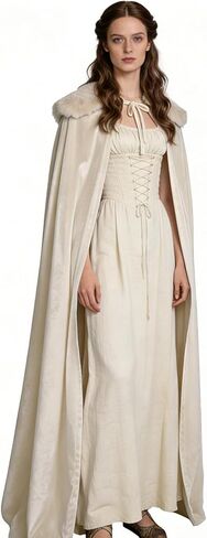 L'VOW Viking Fur Cloak Renaissance Fur Cape - Velvet Cloak with Fur Medieval King Cape Cosplay Costume in Saudi Arabia