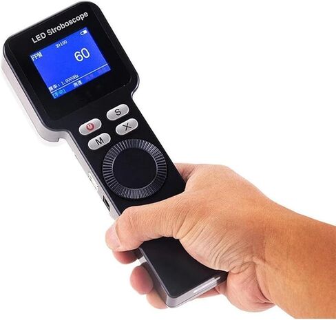 LED Digital Strobe Light Tachometer, Handheld Stroboscope with LCD Display, Adjustable Strobe Frequency, 9 Lamp Beads & Range 200-999999RPM, for Gears, Tires to Measure in Kuwait